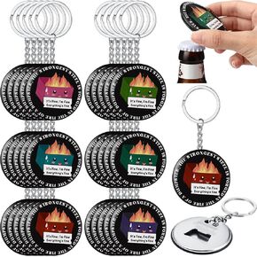 Vesici 24 Pcs Dumpster Fire Bottle Opener Keychains Funny Employee Appreciation Gifts Social Workers Emotional Support Keychains Bulk for Coworkers, Teacher, Nurse, Graduates Gift, 6 Colors