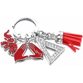 Fashion Greek Sorority Gifts Red Tassel Elephant Pendant Gesture 1913 Delta Sorority Key Chain Jewelry For Women