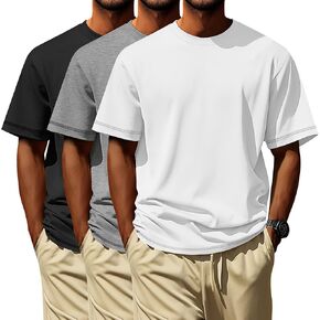 Neer 3 Pack Big and Tall Shirts for Men L-5XL, Oversized Cotton Crewneck Tops Loose Casual Large T-Shirts Summer Basic Tee