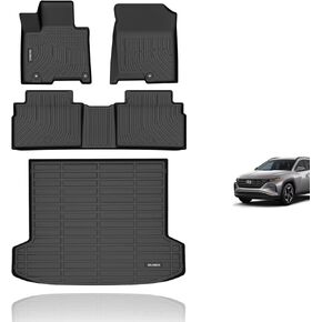 KELCSEECS® All Weather Floor Mats & Cargo Liner for 2025 2024 2023 2022 Hyundai Tucson(Not Fit Hybrid) Car Mats Automotive Cargo Mat Floor Liners Trunk Mat Hyundai Tucson Trunk Liner Accessories Black