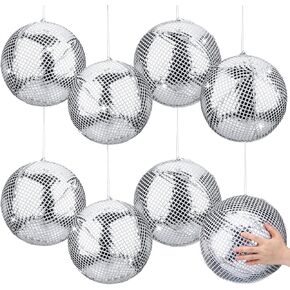 HyDren 4 Set Inflatable Disco Ball with Cover 11 Inch Foldable Hanging Mirror Disco Ornaments for Summer Beach Wedding Birthday Baby Shower Bachelorette Party Holiday Indoor Outdoor