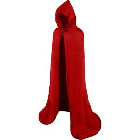 Tianlai Velvet Hooded Cape for Cosplay & Halloween Jedi Robe ، Wizard Cloak ، لحفلات النساء ذات العصور الوسطى (Red Red ، M)