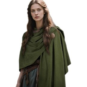 عباءة مقنعين في العصور الوسطى مع بروش المعطف ، رعايسة الرؤوس الخيالية ، ملحق زي Cosplay ل LARP ، رن فير