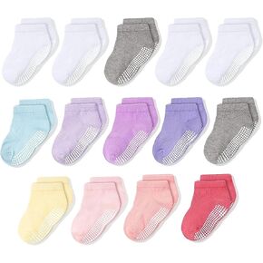 الجوارب Cozyway Kids 5-7 سنوات مع Grippers غير قسيمة منخفضة القبضة الجوارب للفتيات لينة المريحة القطن - 14 حزمة