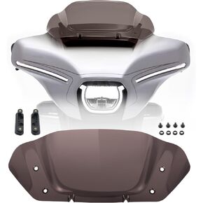 10" Wave Windshield Windscreen Wind Splitter fits for Harley Touring Street Glide FLHX 2023-2024, CVO Street Glide FLHXSE 2023-2024 (Black)