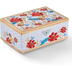 Vee Jewelry Box with Embroidery,Solid Wood Jewelry Box, Jewelry Organizer Gift Idea.for Necklaces Rings Earrings Bracelets