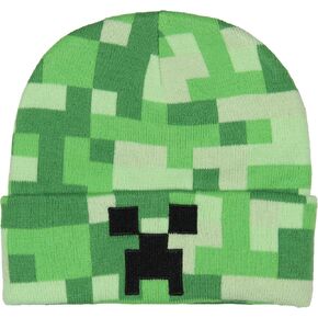 Minecraft Creeper Assoridered Face Allover Pixelated Design Gamer Cuppliced ​​Adult Beanie Hat OSFM للرجال Green Green