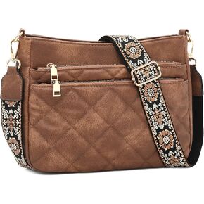 FOXLOVER Quilted Crossbody Bags for Women Trendy vegan Leather Hobo bag Shoulder purses With Wide Strap