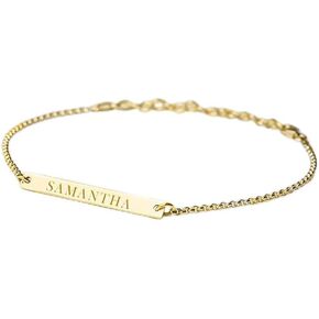 PicturesOnGold.com Dainty Thin Name Bar Bracelet w/Chain Extender