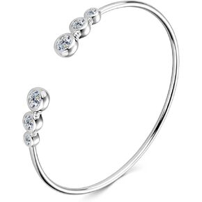 Moissanite Cuff Bangle ، 1.8CTTW D Color VVS1 Clarity Bracelet Fit 7 "أسفل الرسغ ، 925 الاسترليني الفضي للزوجة أو صديقته عيد ميلاد هدايا