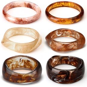 6 Pcs Acrylic Resin Chunky Bangle Bracelets for Women, Punk Acrylic Resin Bangle Geometric Cuff Wide Wristband Bracelet, Bracelets for Women Fashion Thick Acetate Statement Jewelry Set