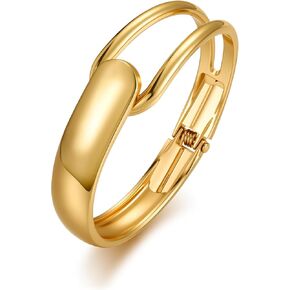 Gold Bangle Bracelets for Women, 18K Gold Plated Bangles for Women Chunky Bracelets for Women Cuff Bracelet Tarnish Free Jewelry for Women Accessories for Her Gifts