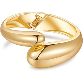 Bangle Bracelets for Women | 14K Gold Plated Trendy Wide Bracelets | Hinged Arm Cuff Bangles Chunky Bracelet for Women