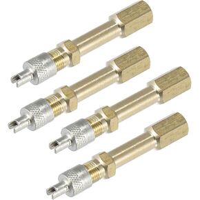 4pcs 50mm/1.97" Long Brass Auto Tire Valve Extension Adaptor Air Tyre Stem Extender Inflation Stright Bore for Car Truck Motorcycle Bike Mower Scooter Vehicle Components