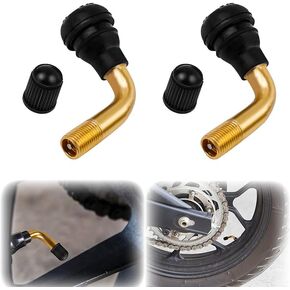 2 Pack PVR70 Valve Stem Bent - PVR50/PVR60/PVR70 90-Degree Angled Brass Stem Snap-in Rubber Base - Universal with Most Tubeless Tire Rim (Applicable Diameter 10mm) (PVR70 x 2)