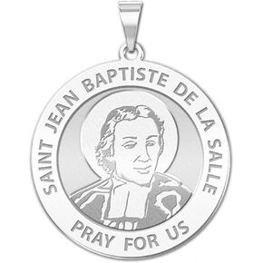 PicturesOnGold.com Saint Jean-Baptiste De La Salle Religious Medal - 2/3 Inch Size of Dime, Sterling Silver