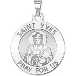 PicturesOnGold.com Saint Yves Religious Medal - 3/4 Inch Size of a Nickel -Sterling Silver