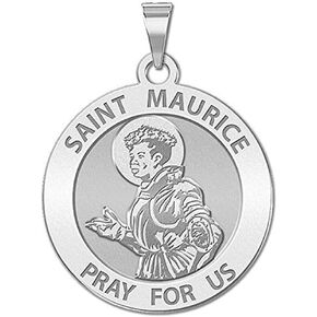 PicturesOnGold.com Saint Maurice Religious Medal - 2/3 Inch Size of Dime, Sterling Silver