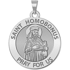 Picturesongold.com Saint Homobonus الميدالية الدينية بالذهب الأصفر المطلي والذهب الأصفر أو الأبيض ، أو الفضة الاسترليني