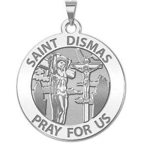 PicturesOnGold.com Saint Dismas Round Religious Medal - Sterling Silver, 10K or 14K Gold - Round Pendants Protection Jewelry Christian Gifts for Men & Women