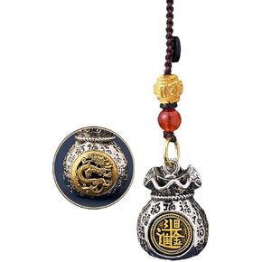 Twelve Zodiac God of Wealth Bag For Women Men, 2025 Handmade Chinese Feng Shui Keychain Rotatable Lucky Money Prosperity Fortune Charm Pendant Double-Sided Blessing Jewelry Gift