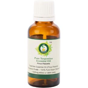 R V Essential Pure Turpentine Essential Oil 100ml (3.38oz)- Pinus Palustris (100% Pure and Natural Steam Distilled)
