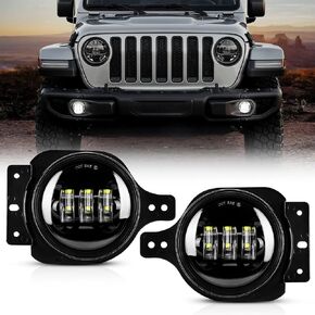 Auxbeam 4 Inch LED Fog Lights for 2018-2023 Jeep Wrangler JL JLU Sport Sahara Rubicon MOAB, 30W Round Led Chip Front Bumper Foglights, DOT Approved