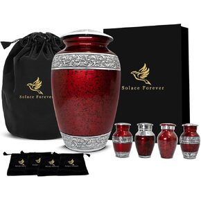 Elegant Urns for Human Ashes Adult Man - Urn for Ashes for Women - Funeral Earns for Ash Adult Female & Male - Decorative Cremation Urn for Human Ash Men & Women - Keepsake Urns (Red, Set of 5)