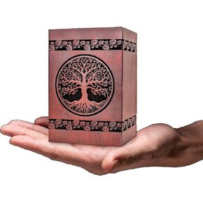 Wooden Tree of Life Urns for Human Ashes Adult Man - Wooden Urn, Burial Urns, Funeral Urn, Urns for Human Ashes Adult Female (Teak, Large)