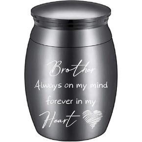 CREATCABIN Small Cremation Urns Brother Ashes Urn Cremains Stainless Steel Mini Sharing Burial Funeral Keepsake Urns for Family Brother Human 1.57 x 1.18Inch-Always on My Mind Forever in My Heart