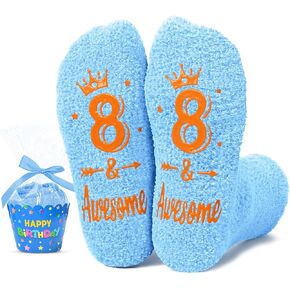 HAPPYPOP Birthday Gifts for Boys - Fuzzy Birthday Socks for Tween Boys Girls, Presents for 5-12 Year Old