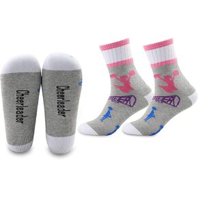 MBMSO 2 Pairs Cheerleader Socks Girls Cheerleading Gifts Cheer Socks for Cheerleaders Gifts Cheer Team Gifts