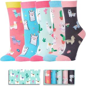 HAPPYPOP Cute Llama Socks for Girls - Llama Gifts for Kids 7-9 Years Old Gifts for Llama Lovers