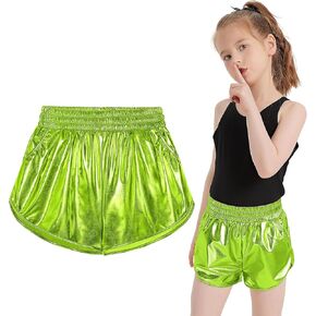 Girls Metallic Shiny Shorts Sparkly Rave Dance Party Hot Short Pants