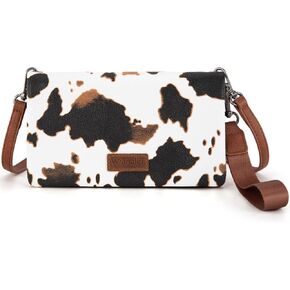 Wrangler Cow Print Womens Wristlet Wallet RFID Blocking Bifold Clutch Credit Card Holder Purse