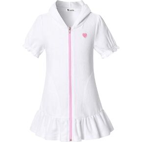 Mirawise Swim Cover Up for Girls Terry Swimsuit Coverup Hooded Zip Beach Bathrobe