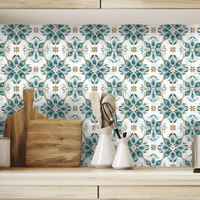 Self-Adhesive Vintage Tile Stickers Peel and Stick Wall Backsplash Decals (4x4 Inch, 10PCS), Waterproof Removable Murals for Kitchen, Bathroom, Home Décor