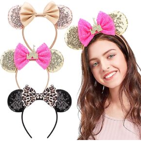 Dreshow Mouse Ears Bow Bow Headbands Minnie Ears Belder Glitter Party Decoration Cosplay Cosplay for Girls & Women in Kuwait