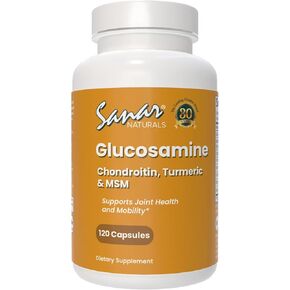 Sanar Naturals Glucosamine Chondroitin MSM Turmeric - Joint Support Supplement for Knees, Back, Hands, and Body - Non-GMO, Gluten Free, 120 Capsules