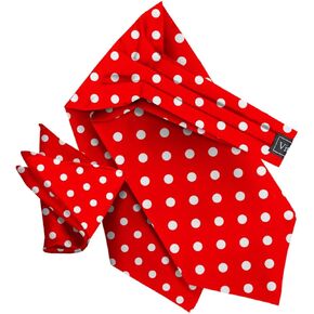 Polka Dot Ascot & Pocket Square Set for Men - Ascot Cravat & Handkerchief Set