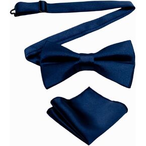 Alizeal Mens Classic Solid Color Pre-tied Bow Tie and Pocket Square Set