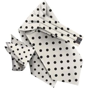 Polka Dot Ascot & Pocket Square Set for Men - Ascot Cravat & Handkerchief Set in Kuwait