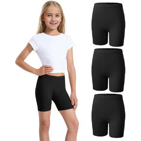 3 Pack Girls Bike Shorts Kids Cotton Cartwheel Biker Shorts Athletic Wear for Dance Running Gym