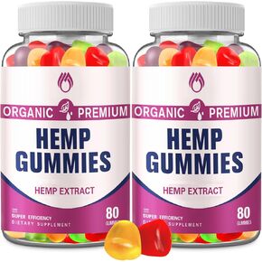 (2 Packs) Hemp Gummies - High Potency Pure Natural Hemp Oil Extract, Bear Edible Gummy Hemp Gummy for Sleep, Pain, Anxiety
