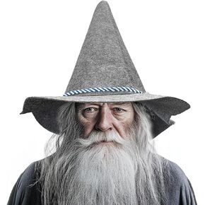 Wizard Hat, 14.5IN Gray Scarecrow Hat for Scarecrow Costume Novelty Cosplay Accessories for Halloween Costume Party Christmas Masquerade Carnivals