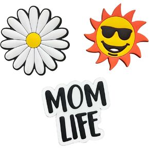 Charms For Bogg Bag Accessories Charms,3PCS Mom Life Charms For Beach Tote Bag Rubber Beach Bag Decoration,Cute Bogg Bag Accessories Inserts(MomLife+sun+daisy)