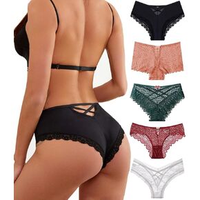 Cheeky Panties for Women Sexy See Through Criss Cross Lace Underwear Seamless Breathable Brazilian Bikin Sheer Brief