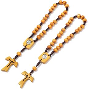 Komi 2pcs سيدة Medjugorje السلام الوردية المصنوعة يدويًا الخرزات الخشبية الشاب من Medjugorje نعمة الوردية الكاثوليكية