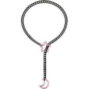 Star Moon O-Ring Slip Chain Necklace For Women, Handmade Punk Rock Cuban Adjustable Lariat Y-Necklcae Jewelry