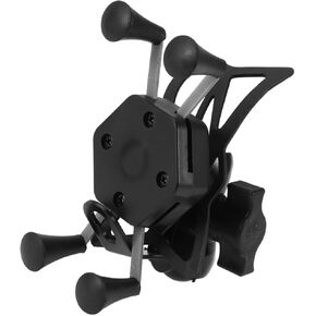 Motorcycle Phone Mount Holder Aluminum Alloy ABS Silicone for Rearview Mirror Mount Fits 3.5"-6"/88.90x152.4mm Smartphones Black